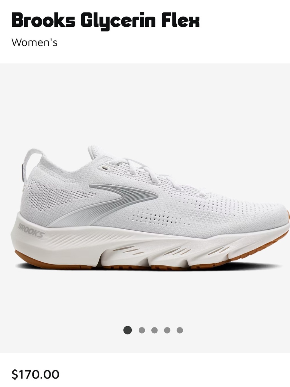 Brooks Women's White Athletic Running Shoes with Gum Outsole